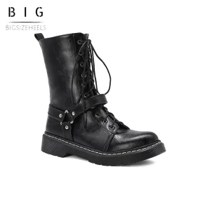 Bigsizeheels Vintage black decorated Martin boots - Black