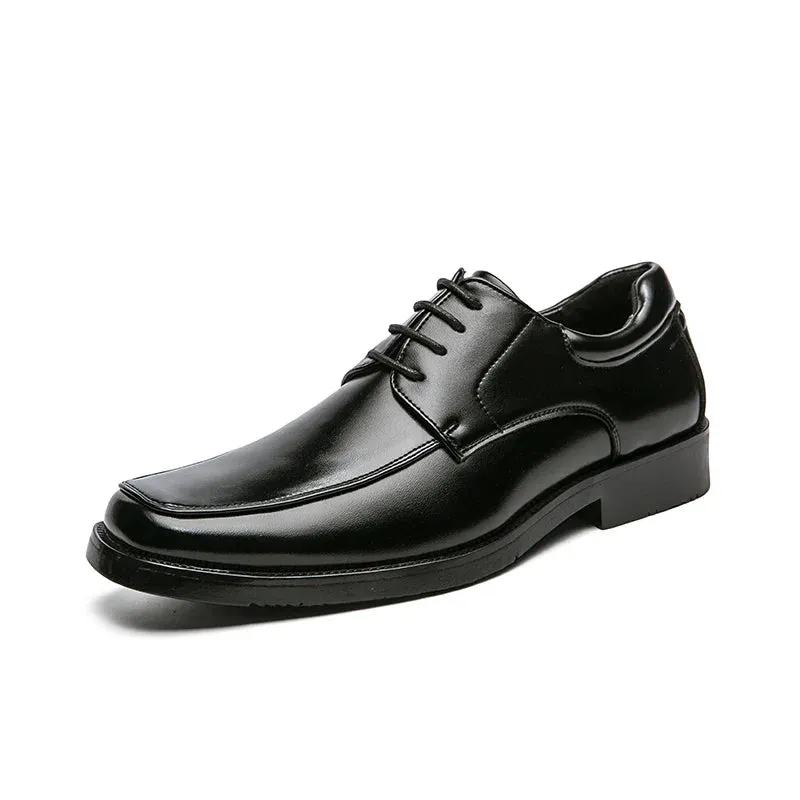 binfenxie  -High Quality Business Men Dress Shoes Square head Male Casual Leather Shoes 2024 Lace Up Wedding Shoes Men Gentleman Derby Shoes
