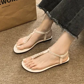 binfenxie  -  Pearl Flip-flops for Women Fashion Casual Summer New Designer Beach Shoes Sandals Female Solid Color Beach Shoes Slippers Ladies