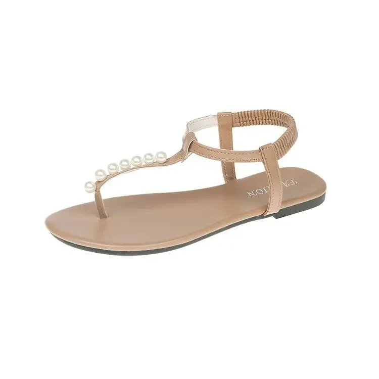 binfenxie  -  Pearl Flip-flops for Women Fashion Casual Summer New Designer Beach Shoes Sandals Female Solid Color Beach Shoes Slippers Ladies