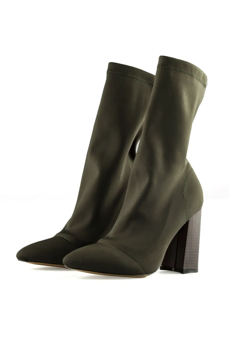 Boots - Ankle Boots Thick heel wool stretch sock boots