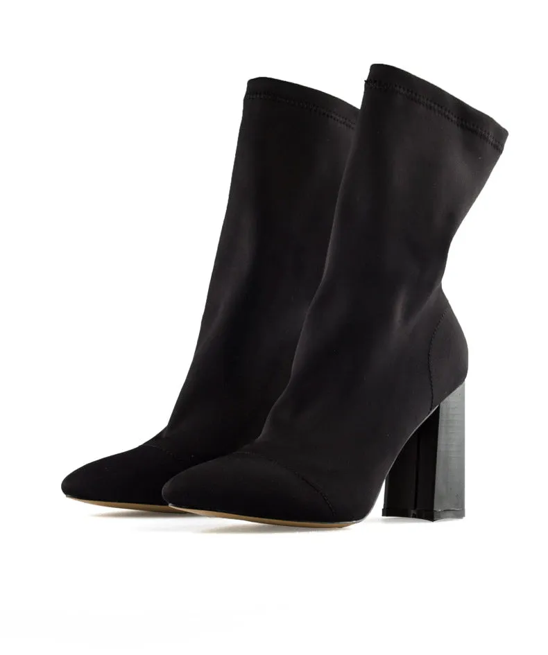 Boots - Ankle Boots Thick heel wool stretch sock boots