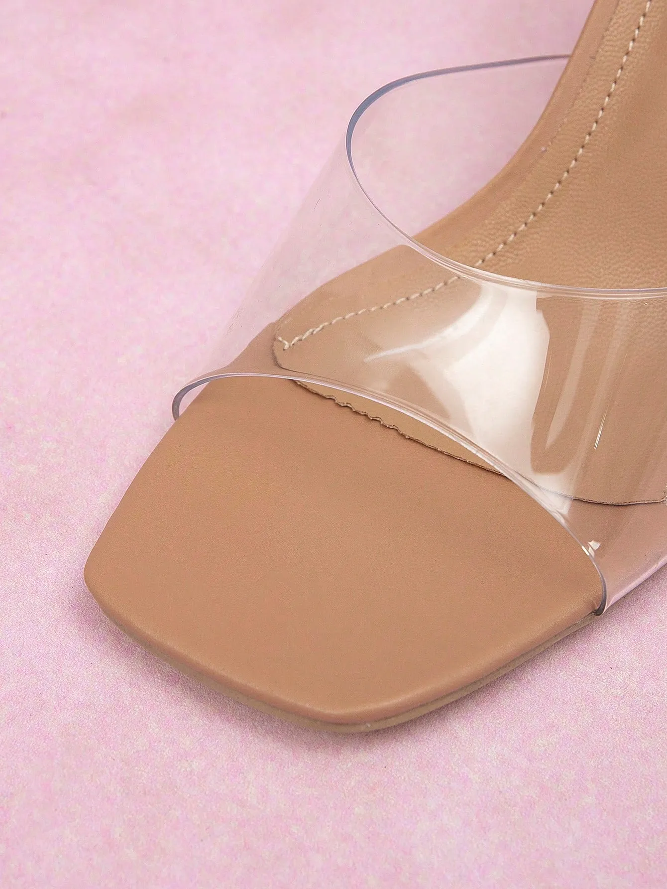 CUCCOO CURVES Women's Wide-Fit Fashionable TPU Clear Crystal Heeled Comfortable Classic High-Heeled Sandals, Plus Size