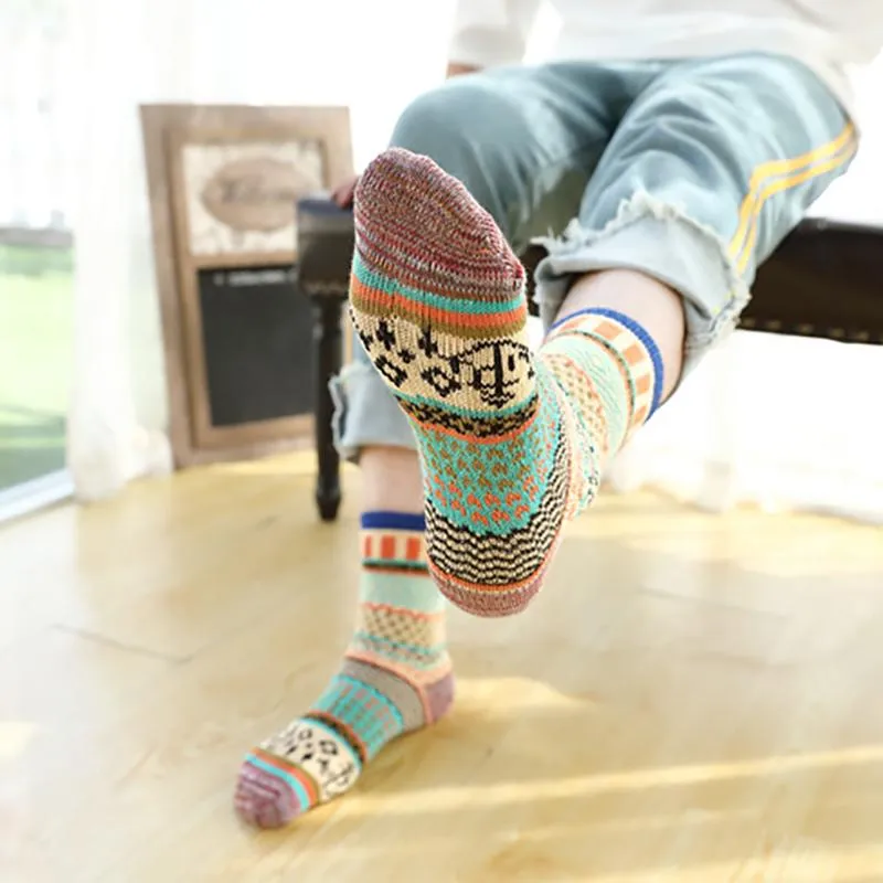 Female Knitted Casual Vintage Thick Warm Socks