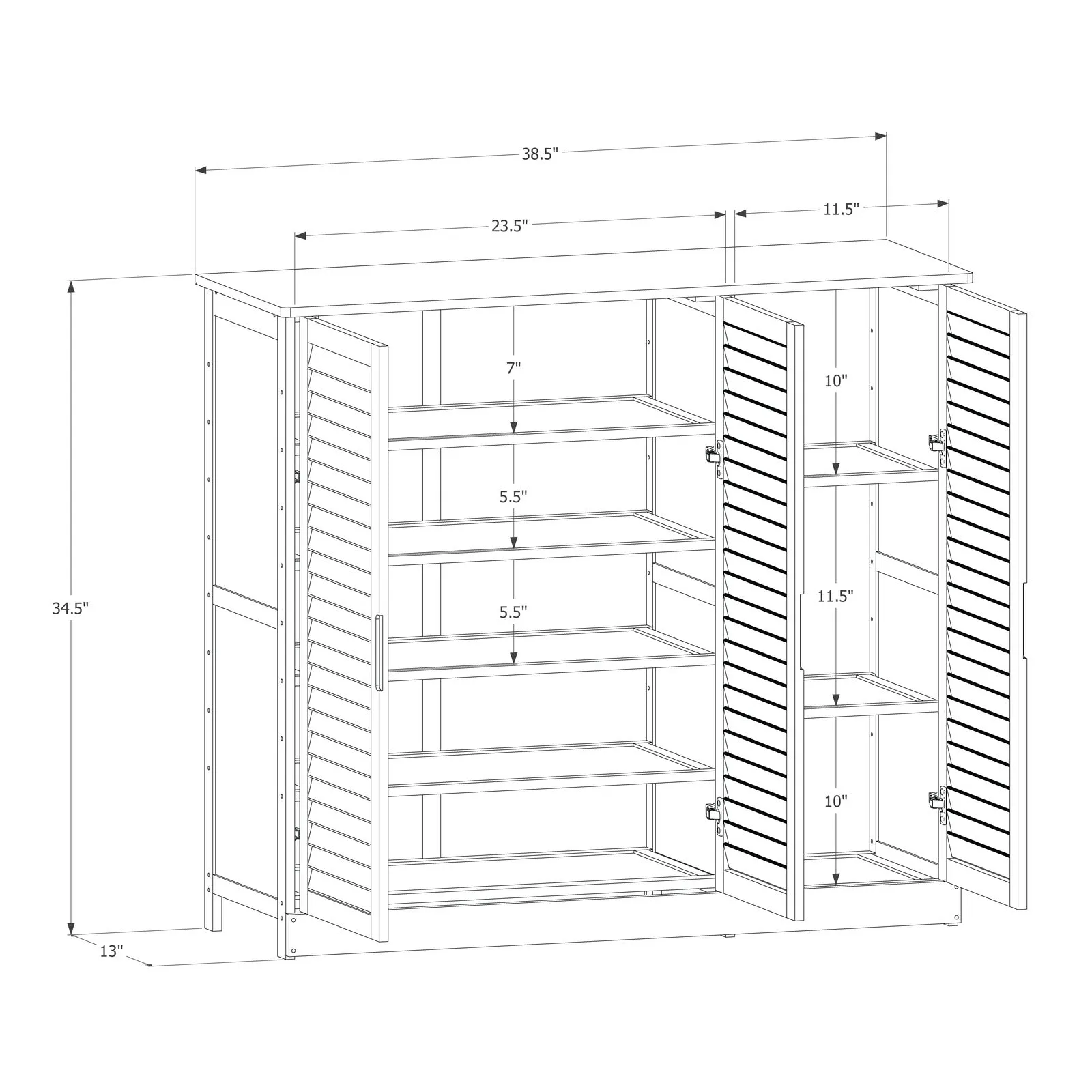 Louver Panel 3 Door Cabinet - without Drawer