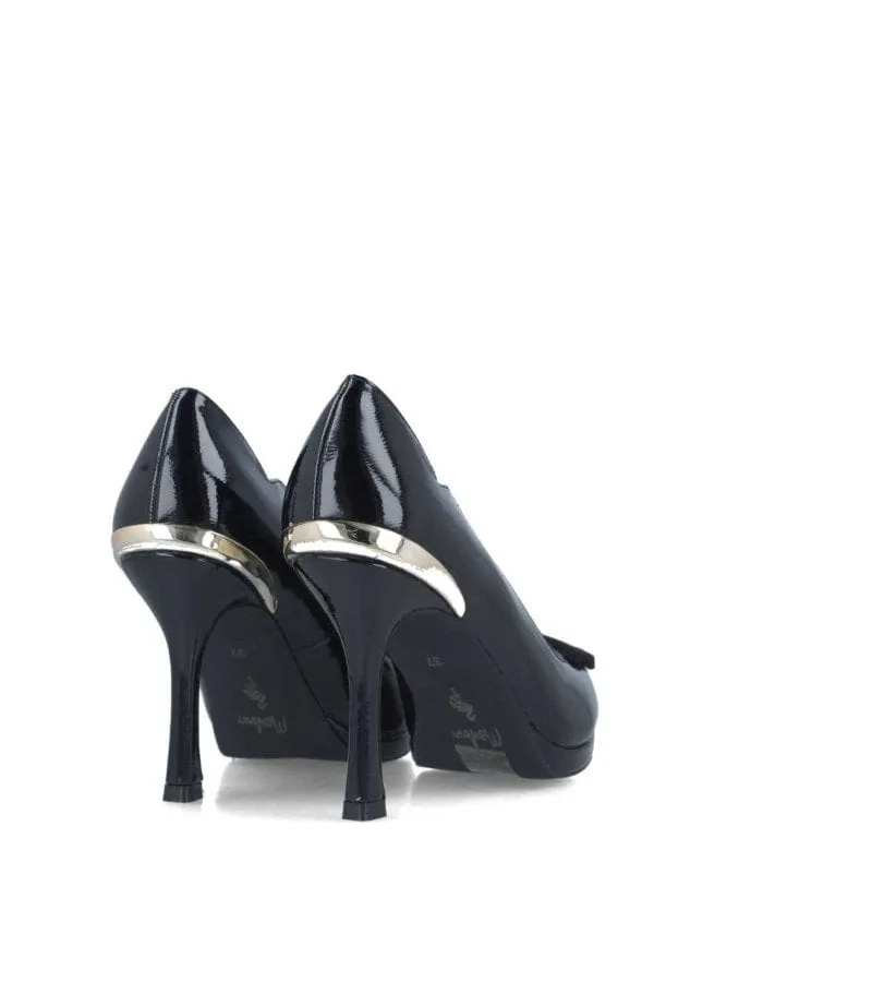 Menbur Womens Black Patent Platform Heel Shoe - 24520