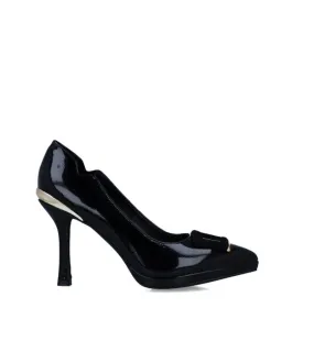 Menbur Womens Black Patent Platform Heel Shoe - 24520
