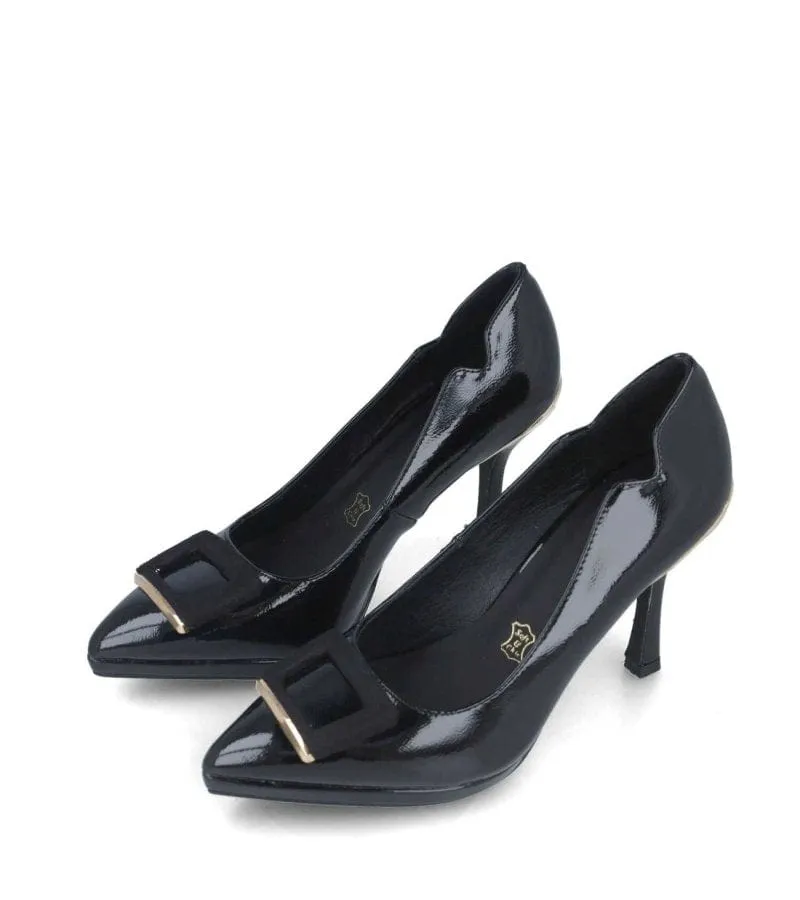 Menbur Womens Black Patent Platform Heel Shoe - 24520