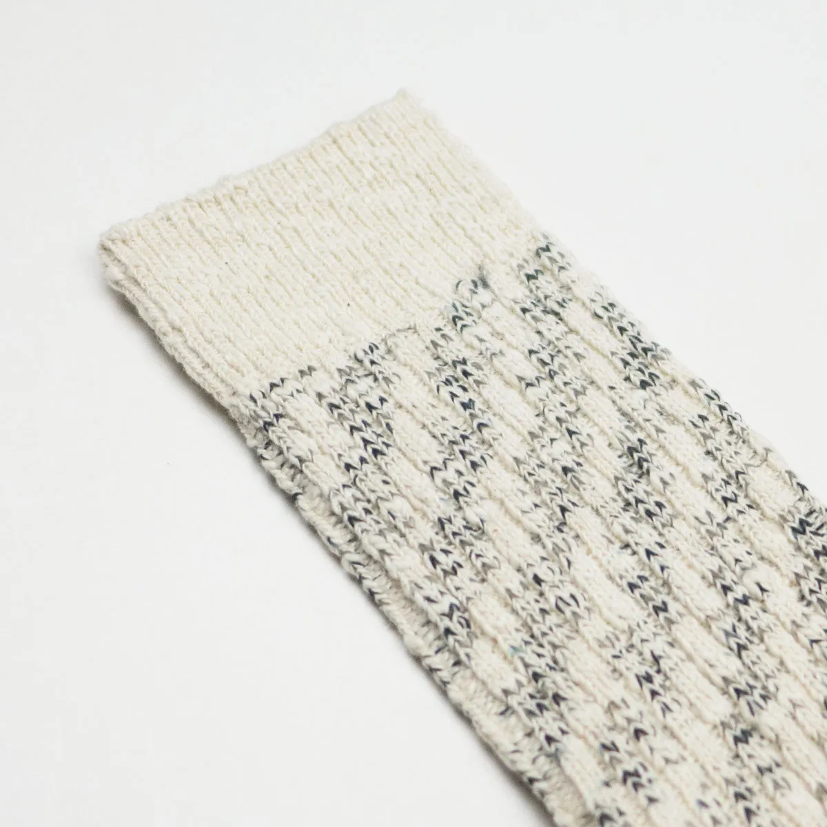 RoToTo - Kasuri Ribbed Crew Socks - Gray / Black