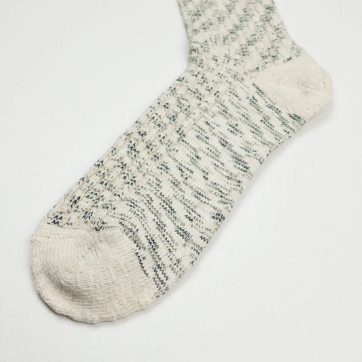 RoToTo - Kasuri Ribbed Crew Socks - Gray / Black