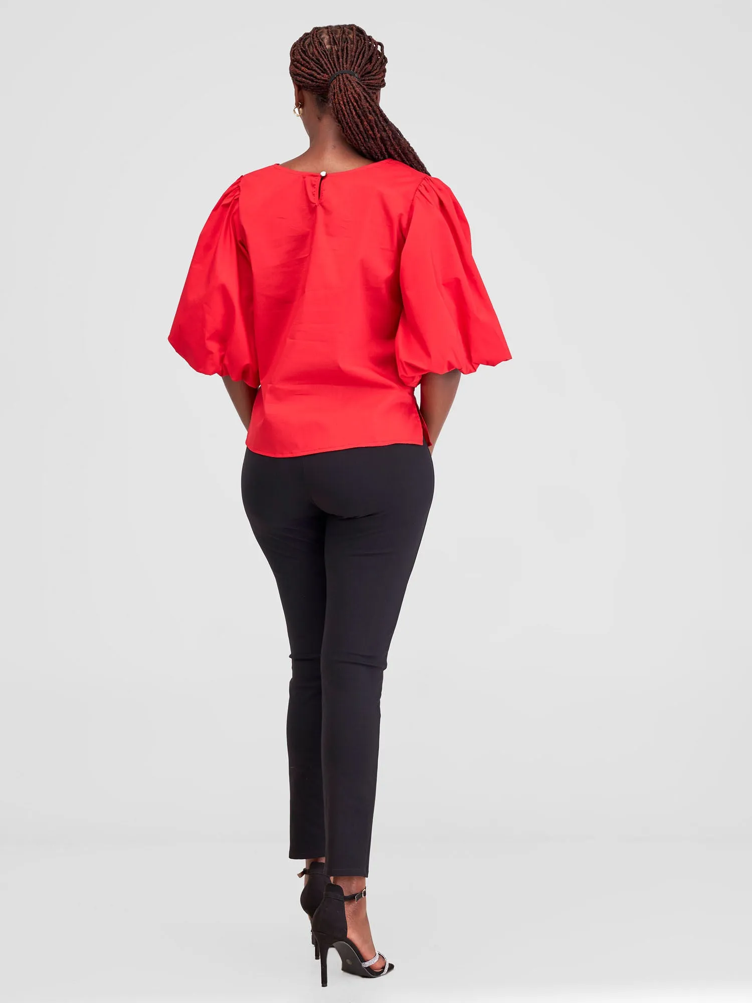 Safari Nimali Bubble Sleeve Top - Red